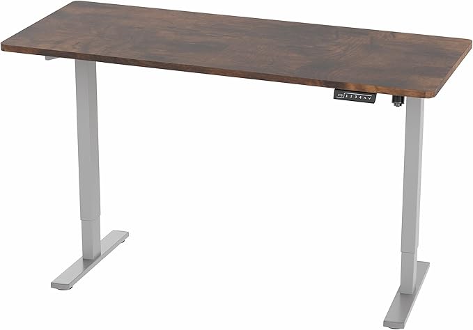 VIVO Electric 60 x 24 in Rustic Standing Desk, Memory Height Adjustment, 1B Series, One-Piece Vintage Brown Top, Gray Frame, DESK-KIT-1G6N
