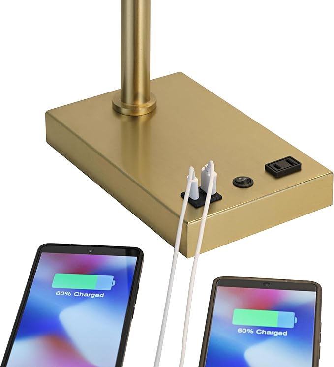 Possini Euro Design Possini Euro Keegan Adjustable Brass Finish USB and Outlet Desk Lamp