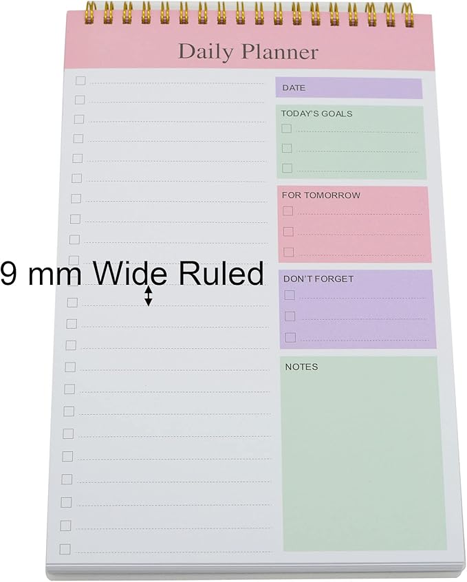 Undated to Do List Notepad Notebook Daily Planner 80 Sheets 6.5'' x 9.8'' Checklist Productivity Organizer for Work Academic Planner, Things to Do List Planner (Pink)