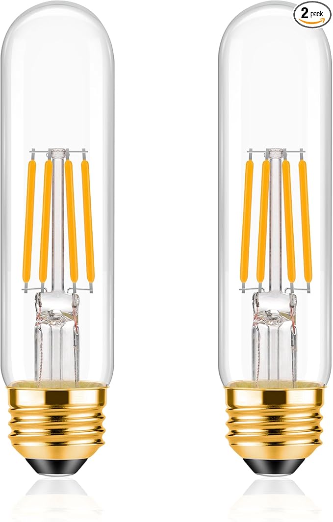 ToBeGreat T30 Light Bulbs 4 Watt Equivalent 40W Bulb E26 Tubular Bulbs T10 LED Bulb Warm White 2700K,Desk Lamp,Bedbroom Bathroom Dimmable,Chandelier (Clear, 5 in (2pack))