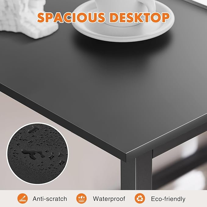 Sweetcrispy Computer Office Desk 44 Inch Small Kids Student Study Gaming Writing Work Modern Simple PC Table for Bedroom, Home - Black