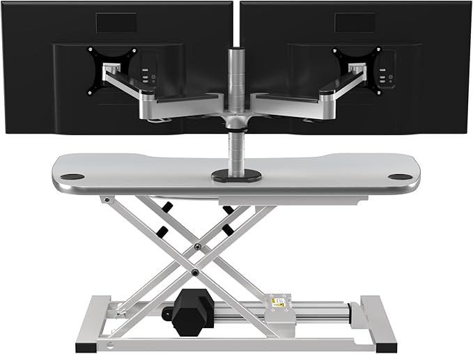 VERSADESK® PowerPro™ Elite 36” x 24" – App Controlled Electric Standing Desk Converter w/USB Charging Port. Raises up to 20”. Fully Assembled – Includes LED Lights. Supports 80 lbs. – White
