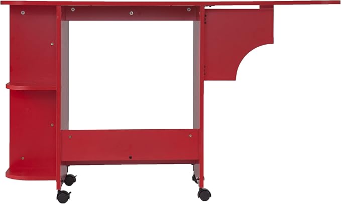SEI FURNITURE Southern Enterprises Expandable Rolling Sewing Station Craft Table, Red