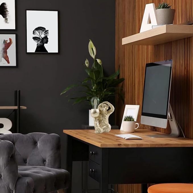 GY Monkey Table Lamp Modern Animal Shape Table Lamp Vintage Resin Lighting Perfect for Bedroom, Living Room, Office, College Dorm