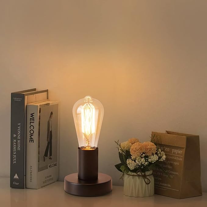 Vintage Table Lamp, Industrial Desk Lamp Small Retro Night Light Steampunk E26 Lamp Holder for Home Lighting Decor, Cafe Bar, Studio Antique Decor, Black (Without Bulb)