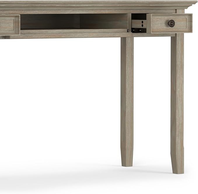 SIMPLIHOME Amherst Desk - 54-Inch Wide Solid Wood Writing Desk in Distressed Grey, Transitional Home Office Computer Table for Workspace or Study with 2 Drawers and Flip-Down Keyboard Tray