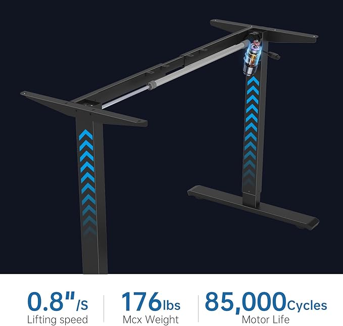 Standing Desk Frame Electric Adjustable Legs, Stand up Desk Frame Workstation Desk Base, Adjustable Standing Desk Legs, 3 Memory Height Settings, with Cable Management Tray, Headphone Hook