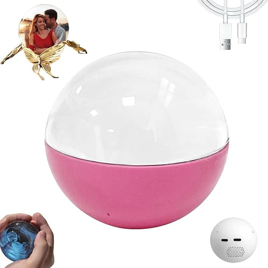 Memory Sphere Lamp, Memory Orb Lamp, Crystal Ball Video Player, 3D Video Photo Display Sphere, Uploadable Videos Photos, LED Night Light for Bedroom Living Room(Pink)