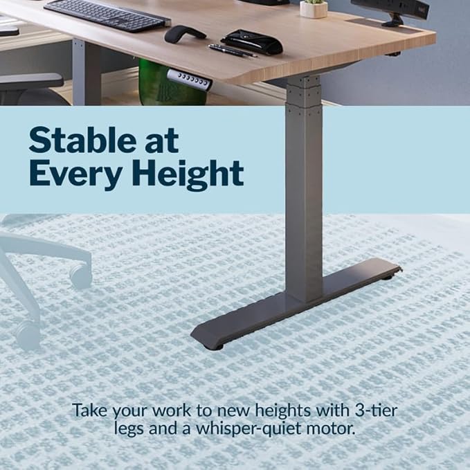 Vari ComfortEdge 48x30 Inch Electric Standing Desk – Height Adjustable Sit Stand VariDesk with Memory Presets, Sloped Edge, 220 LB Capacity + Tool-Free Assembly (Light Wood)
