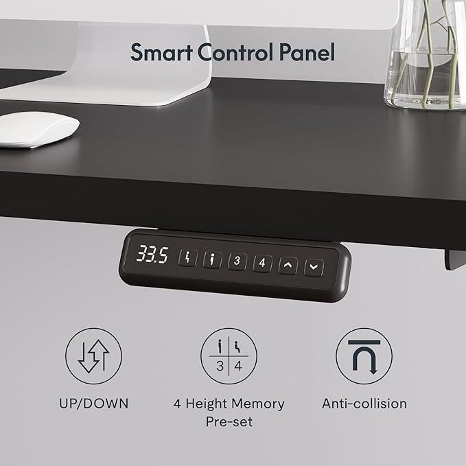 SANODESK 71" L Shaped Standing Desk with 4 Drawers, Height Adjustable Stand up Desk, Corner Gaming Desk with Monitor Stand, Black Frame/Black Top