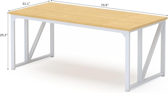 NSdirect Computer Desk 70×30.7Inch Gaming Desk with Deeper & Thicker Desktop, Office Desk Work Desk for Home Office, Natural