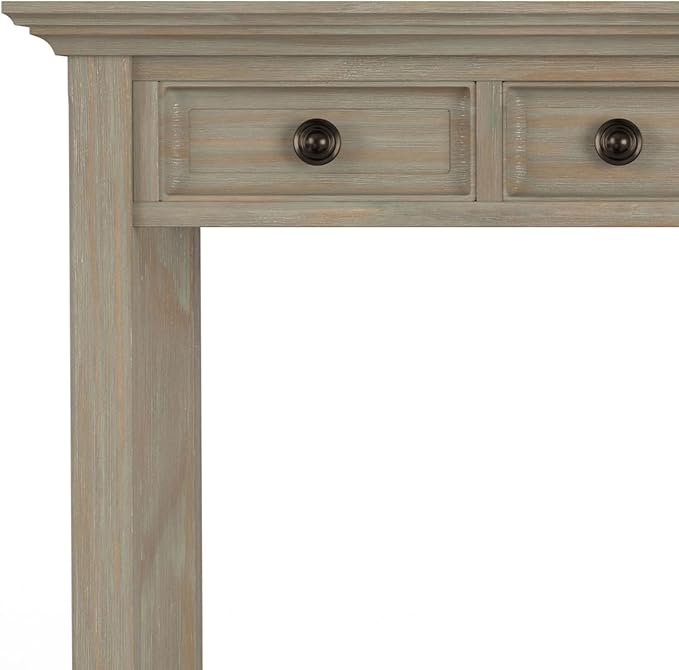 SIMPLIHOME Amherst Desk - 54-Inch Wide Solid Wood Writing Desk in Distressed Grey, Transitional Home Office Computer Table for Workspace or Study with 2 Drawers and Flip-Down Keyboard Tray