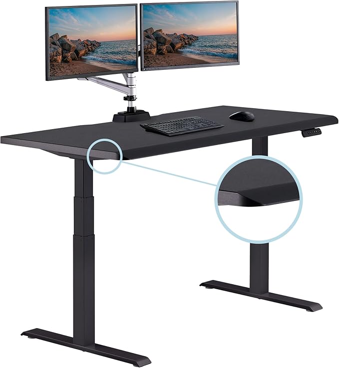 Vari ComfortEdge 60x30 Inch Adjustable Electric Standing Desk – Sit Stand VariDesk with Memory Presets, Sloped Edge, 200 LB Capacity + Tool-Free Assembly (Black)