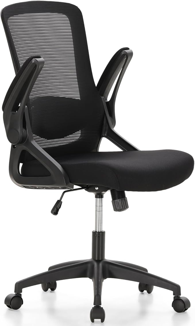 Sophia & William Ergonomic Mesh Office Desk Chair High Back, 360° Swivel Rocking Executive Computer Chair with Flip-up Armrests, Height Adjustable Lumbar Support, Black, Load Capacity: 300 lbs