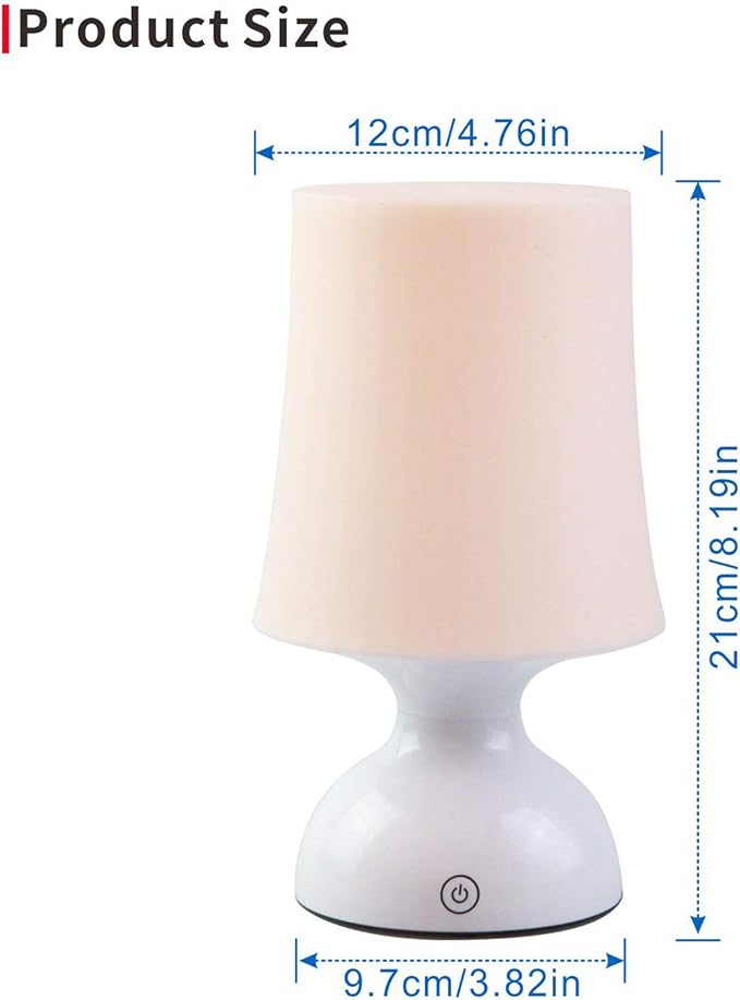 LED Night Light, Scandinavian Design, Battery Powered, 100% Safe, Pink Table Decor, Small Pink & White Lamp