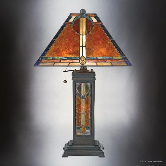 Urban Ambiance Luxury Tiffany Table Lamp, Large Size: 23''H x 14.5''W, with Mediterranean Style Elements, Valiant Bronze Finish, UQL7040 from The Southwark Collection