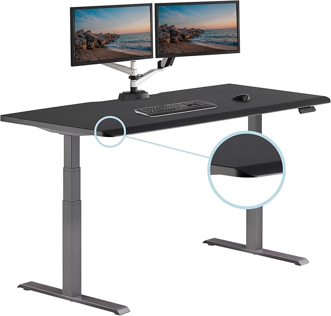 Vari ComfortEdge 72x30 Inch Electric Standing Desk – Height Adjustable Large Office Sit Stand VariDesk with Sloped Edge, Memory Presets, 180 LB Capacity + Tool-Free Assembly (Black)
