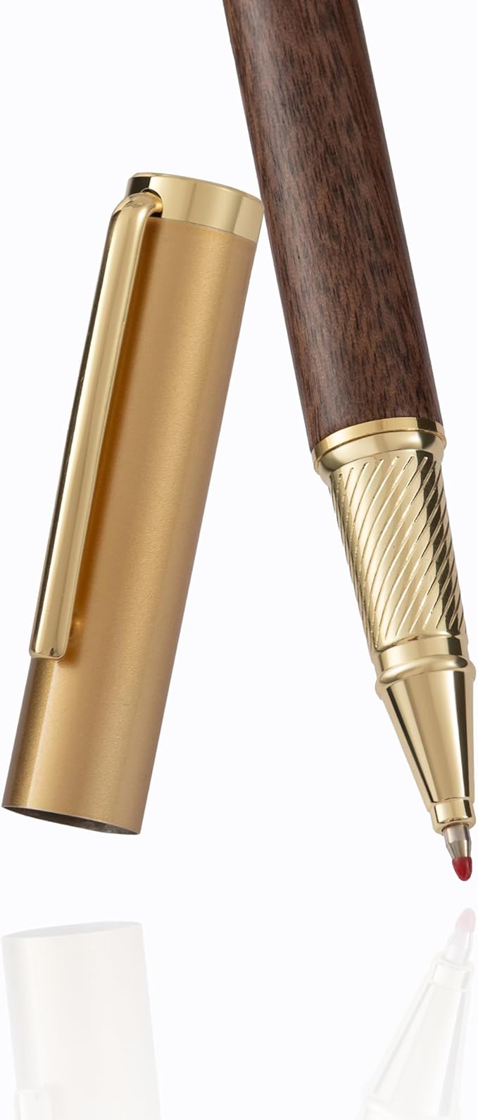 Luxury Wooden and Metal Rollerball Pen Set with Spare Gel Ink Refill,Rosewood,White Oak,Walnut Wood Signature Roller Ball Pen,Business Gift Set for Men and Women (White Oak)