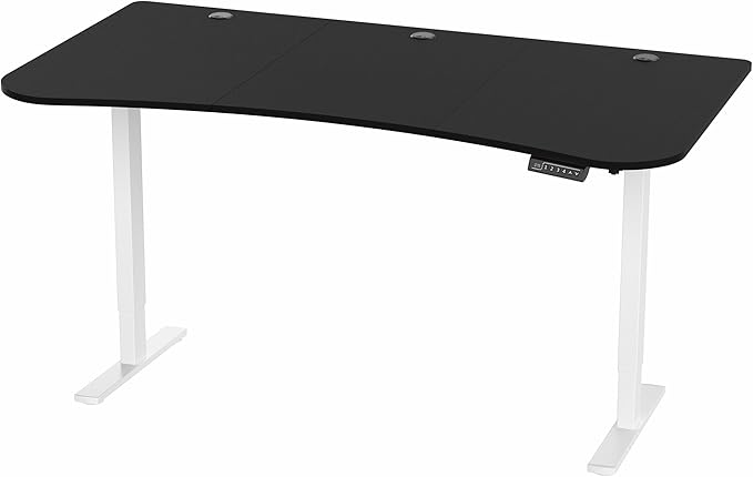 VIVO Electric 63 x 32 in Standing Desk, Memory Height Adjustment, 1B Series, Black Carbon Fiber Top White Frame, DESK-KIT-1W1R