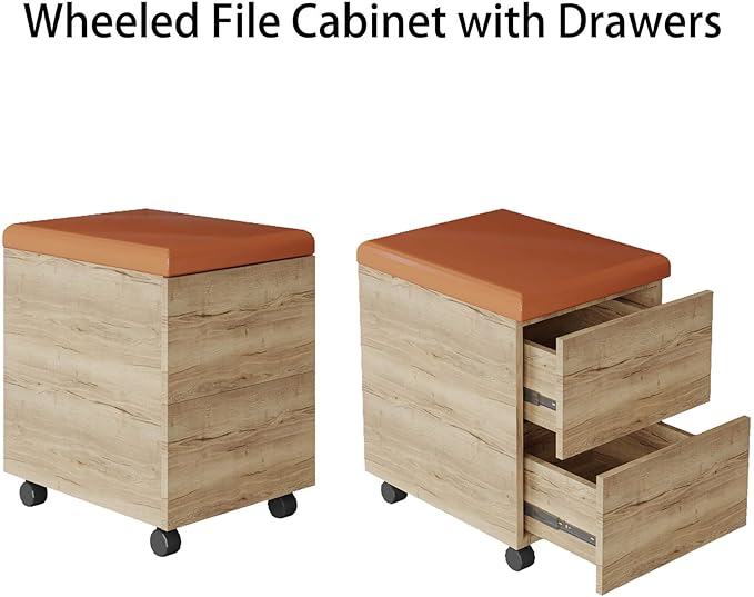 SAINTCY 6 Person Office Workstation Desk with Wheeled Cabinet, Partition Dividers & Built-in Power Outlets, Modular Offices Workstation for Collaborative Workspaces, Office Staff Desks with Storage