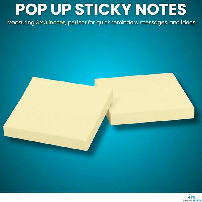 1InTheOffice Sticky Notes Yellow, Sticky Notes 3x3, Self Stick, 18/Pack = 100 Sheet/Pack