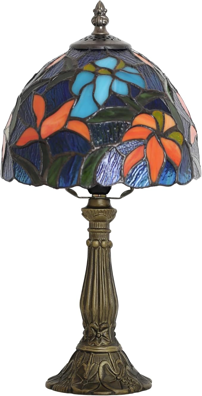 Tiffany Table lamp Suitable for use as a Bedside lamp in The Bedroom or a Night Light in The Living Room It is a Stained Glass lamp 8-inch Small Vintage lamp and is Suitable for Home Office use
