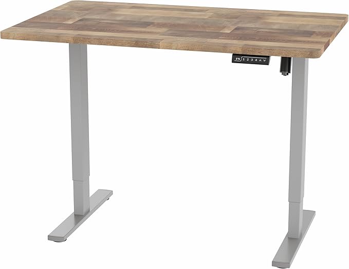 VIVO Electric 48 x 30 in Standing Desk, Memory Height Adjustment, 1B Series, One-Piece Reclaimed Wood Top, Gray Frame, DESK-KIT-1G5P
