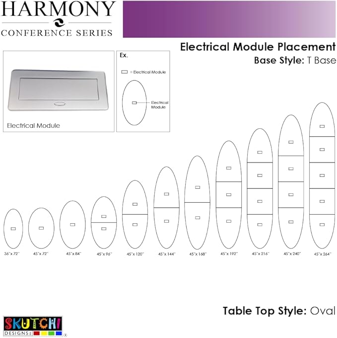 SKUTCHI DESIGNS INC. 6 Person Oval Conference Table with Data and Electric | Harmony Series | 4'X7' Table | Lakeland Salt
