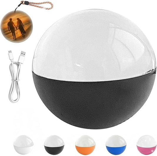 Memory Sphere Lamp, Memory Orb Ball, 2.7" Crystal Ball Video Player, Uploadable Videos & Photos, DIY Gift for Anniversary, Birthday (Black,Basic Model)