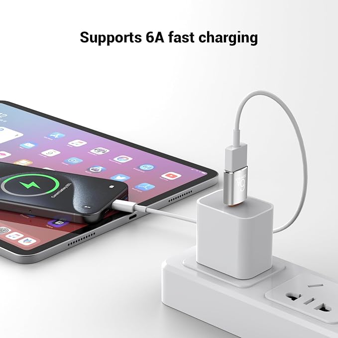 10 Pack 10Gbps/120W USB C to USB3.1 Adapter, Silver Type C Male to USB Female Adapter for Smartphone, PC, Laptop, Tablet, Keyboard etc.