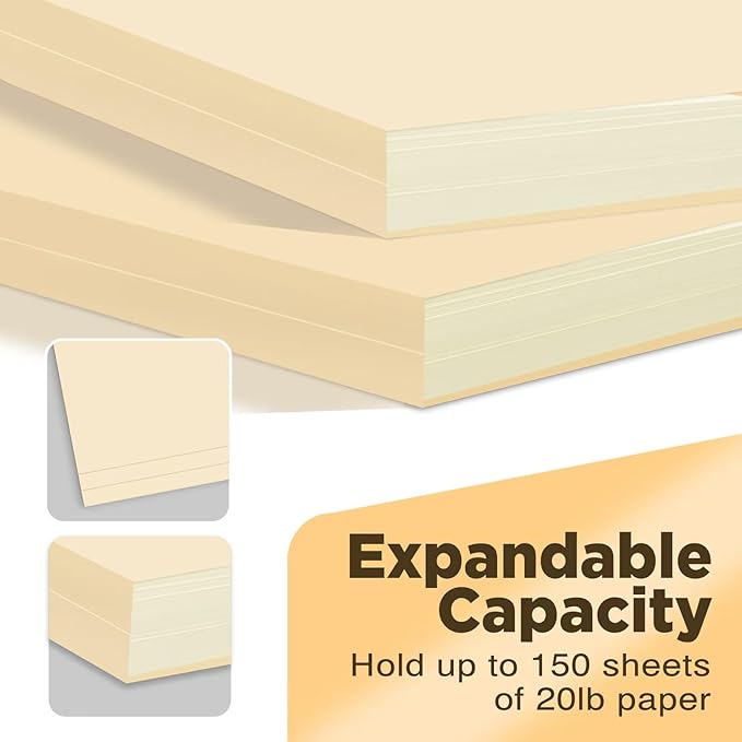 Manilla Folders Letter Size 8.5 x 11, 100 Pack, 1/3-Cut Tabs Manila File Folders, Heavyweight Durable 120LB Paper for Home, Office, School Filing, Made in USA