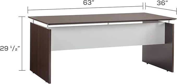 Mayline MNDS63LDC Medina Straight Edge Desk, 63"W, Mocha Laminate