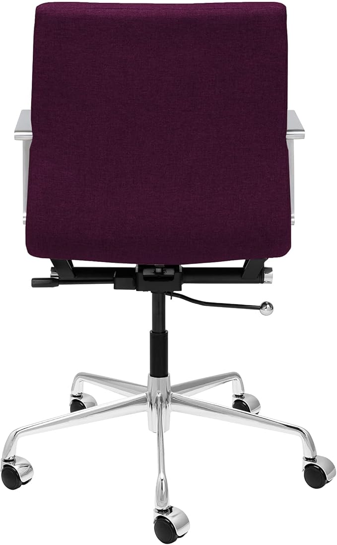 Laura Davidson Furniture SOHO II Ribbed Office Chair - Mid Back Desk Chair, Ergonomically Designed with Arm Rest & Swivel, Made of Poly-Cotton Fabric, Purple Fabric, Computer Chair