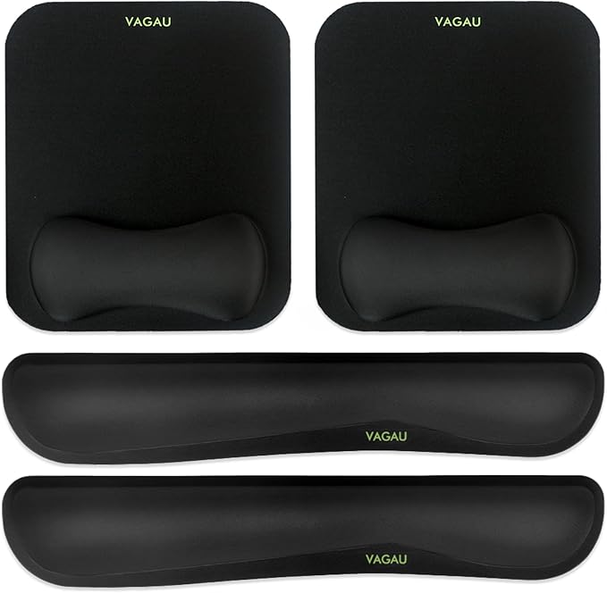 VAGAU Premium Keyboard Wrist Rest and Mouse Pad Wrist Support, Ergonomic Memory Foam Set for Office, Laptop, Mac, Computer and Gaming, Comfortable Typing &Wrist Pain Relief (2 Pack)