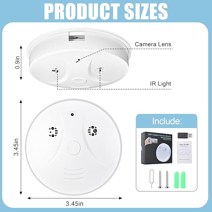 Smoke Detector Hidden Camera Spy Camera Nanny Cam for Home, Office and Business Security with Wi-Fi HD 1080P Connectivity
