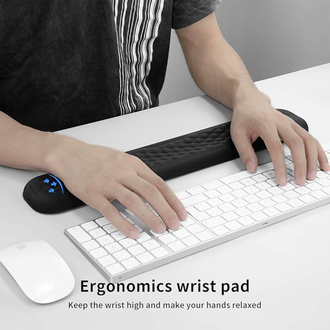 Vaydeer Keyboard Wrist Rest, Large Full Keyboard Support Pad, Memory Foam Hand Rest Cushion for Desk, Ergonomic Computer Laptop Mac Typing Padded, Office Gaming Palm Arm Carpal Tunnel Pain Relief