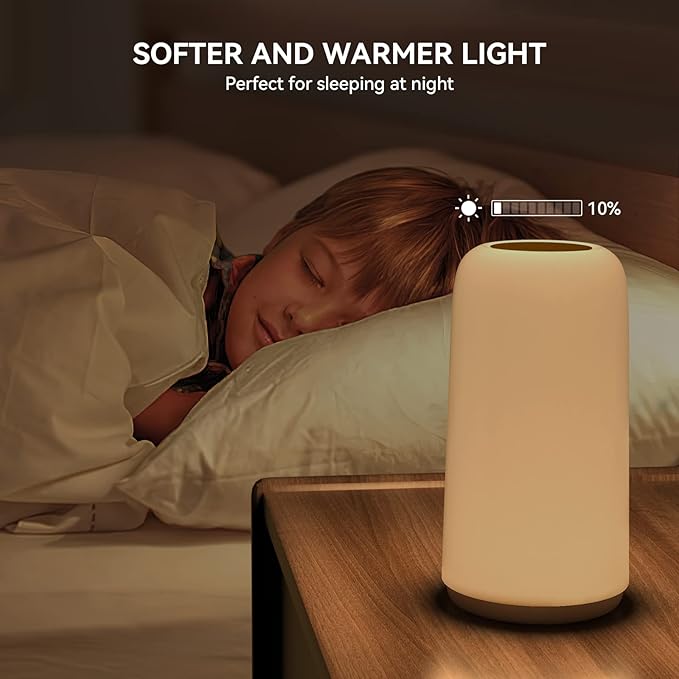 Touch Table Lamp, RGB Mode 3 Way Dimmable LED Lamp for Bedroom, Multi-Color Smart Nightstand Bedside Lamp Nursery Night Light for Living Room Home Gifts