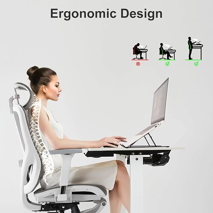Ergonomic and Foldable Laptop Stand for Desk, Adjustable Riser, Fits All Laptops and Notebooks up to 17,Ultra-Thin,Ventilated Cooling,ABS+Silicone,Black.