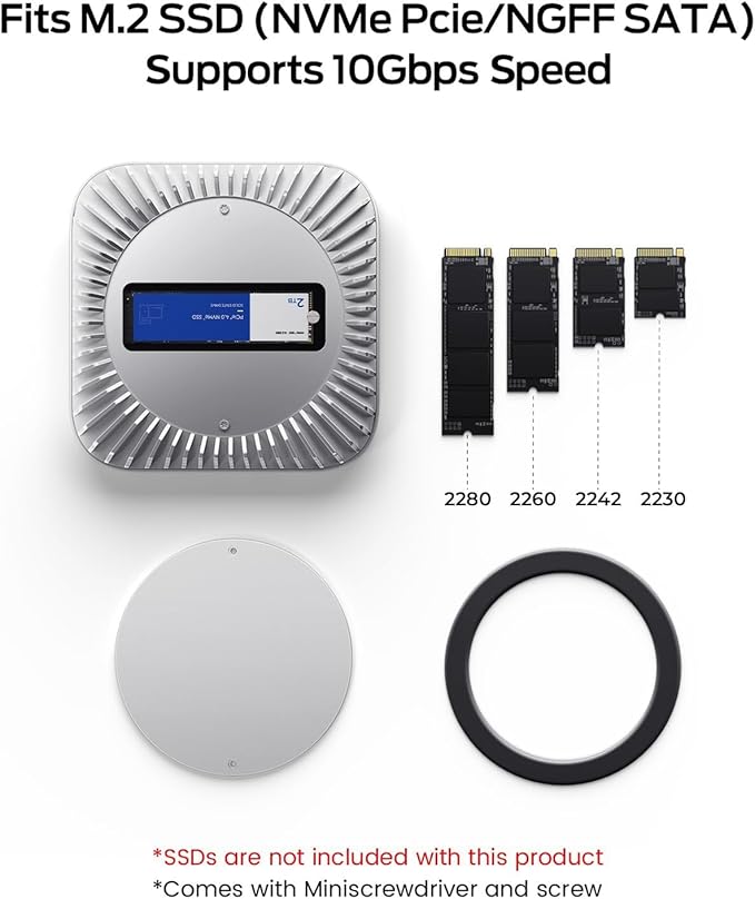 Mac mini M4 Dock, USB C Hub Aluminum Mac mini Stand and HDMI Hub for M4 and Pro 2024 with M.2 NVMe/SATA SSD Enclosure, 4K60Hz HDMI,10G USB A/C, 5G USB A*2, Charge, SD/TF, Audio