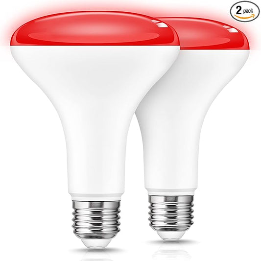 LOHAS Red Flood Light Bulbs, Christmas LED BR30 Pure Red Flood Light Indoor 65W Equivalent, 11 Watt Colored Can Light Bulbs E26, for New Year, Home Lighting, Holiday Party Decoration, 2 Pack