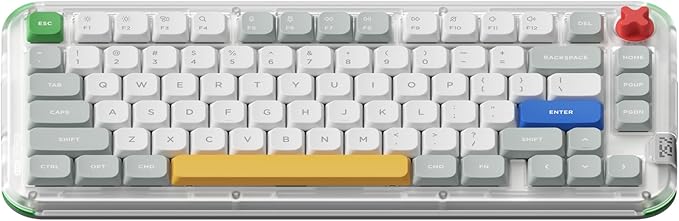nuphy Kick75 Wireless Low Profile Mechanical Keyboard with Volume Knob,75% Hot Swappable Custom Keyboard,80 Keys RGB Backlit with PBT Keycaps,BT/2.4G/USB-C (Silver Nano Switch)