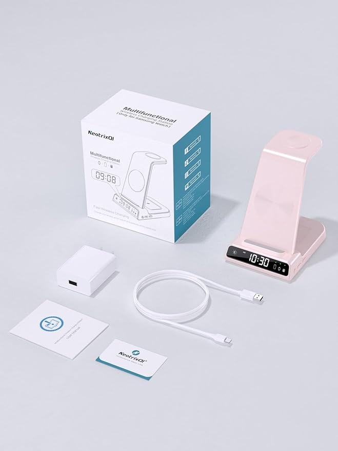 Wireless Charger for Samsung Charging Station, 3 in 1 Android Phone Charger for Samsung Galaxy S25 Ultra/S24 Ultra/S23/Z Fold7/Flip7, Galaxy Watch 8/8 Classic/Ultra/7/6/5, Galaxy Buds 3 Pro/3(Pink)