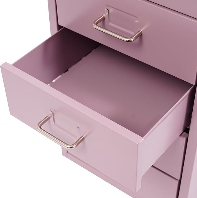 DYRABREST 6 Drawers Rolling File Cabinet, Metal Filing Cabinets with Lock, 27 inch H Vertical Filing Cabinet Under Desk for Home Office, Heavy Duty Metal Storage Cabinet for A4/Letter/Legal Size File
