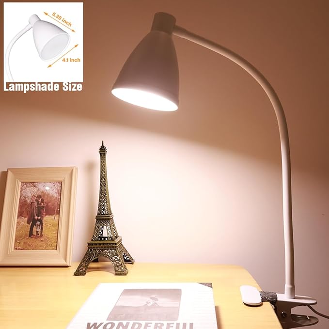 LED Desk Lamp Eye-Caring, 360° Flexible Gooseneck, 10 Brightness Dimmable Reading Light, 3 Color Modes, 10W 40 LED for Home Office, Craft, Computer, Nightstand Reading