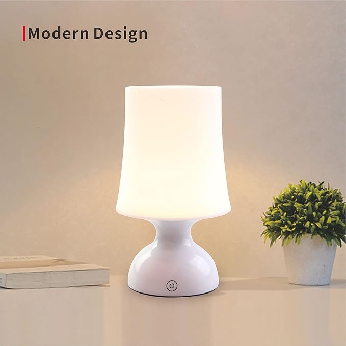 LED Mood Light, Scandinavian Lamp, Battery Powered Night Light, Cordless Night Light, 100% Electrical Safety at Home, Minimalist Table Lamp, Small White Lamp, Gift Ideas