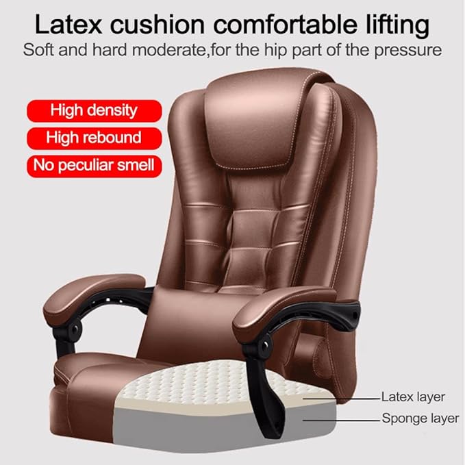 Office Chair Big and Tall Executive Desk Chair with Foot Rest, Ergonomic Leather Office Chairs High Back Computer Gaming Chair for Home Office, Brown