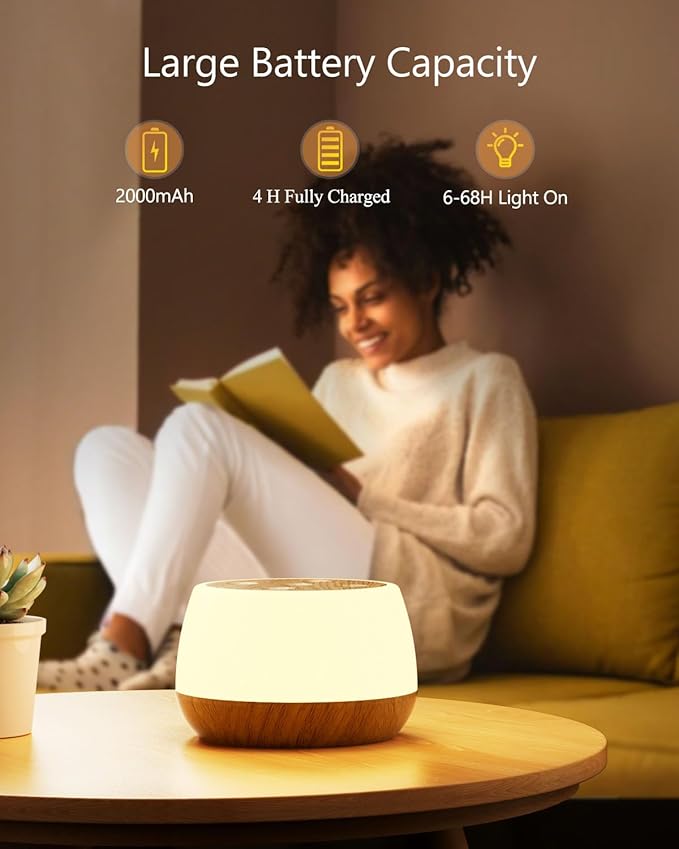 Night Light for Baby Nursery Set of 2, USB Rechargeable Bedside Lamp Stepless Dimmable, 3 Modes & 9 Colors Changing, Portable Touch Light for Adults with Timing & Memory
