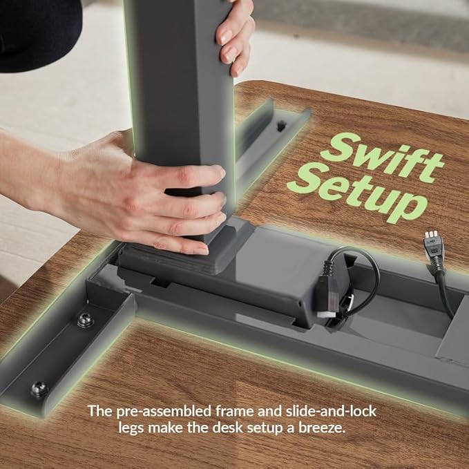 Vari ComfortEdge 60x30 Inch Adjustable Electric Standing Desk – Sit Stand VariDesk with Memory Presets, Sloped Edge, 200 LB Capacity + Tool-Free Assembly (Walnut)