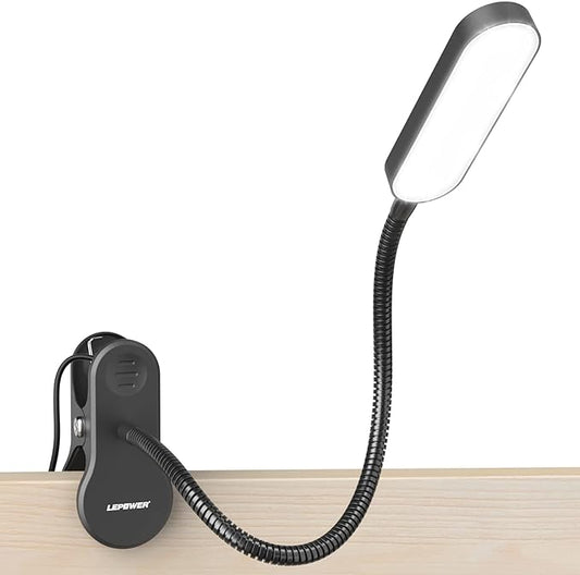 LEPOWER Clip on Light, 60 LED Reading Lights for Books in Bed, with 25+ Lighting Options, 3 Timer, Night Light Function, Eye-Caring Book Light for Reading in Bed, Headboard, Bedroom, Black