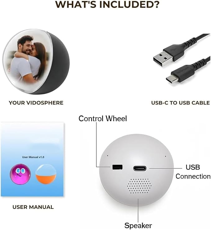 Memory Orb Custom Video Sphere Lamp, 3D Crystal Ball Video Player with Led Light, DIY Video Displaysphere, Customized Gift for Couples, Pets, Memories, Anniversary, Birthday (Pink,Upgraded)